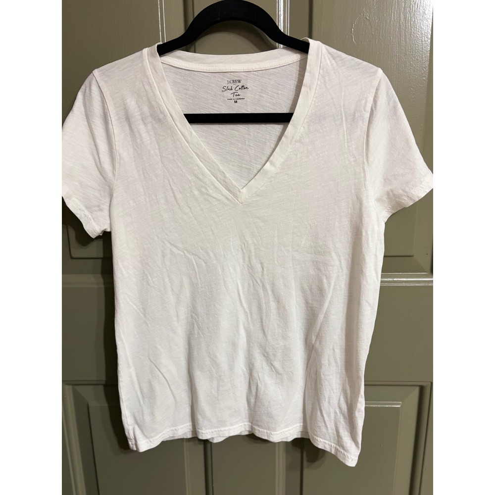J.Crew | Slub Cotton V-Neck Tee | M || White|